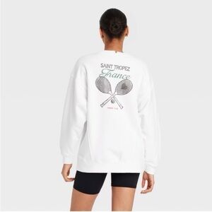Women's Graphic French Terry Oversized Crewneck Sweatshirt - M